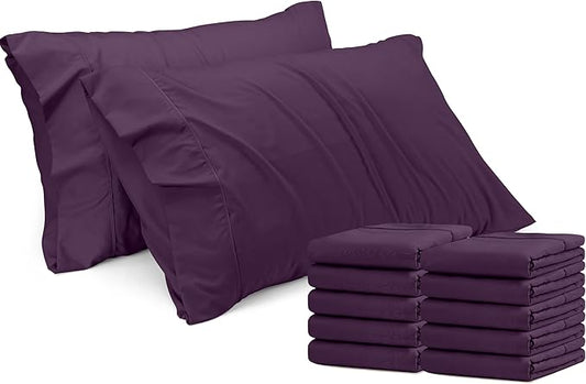 Utopia Bedding Queen Pillow Cases - 12 Pack - Envelope Closure - Soft Brushed Microfiber Fabric - Shrinkage and Fade Resistant Pillow Covers Queen Size 20 X 30 Inches (Queen, Purple)