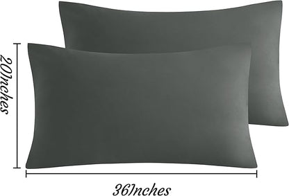NTBAY King Pillow Cases Set of 2, 2 Pack Brushed Microfiber 20x36 Pillow Cases, Soft, Wrinkle, Fade, Stain Resistant Dark Grey Pillow Cases with Envelope Closure, 20x36 Inches, Dark Grey