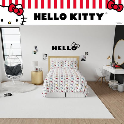 Collectibles Hello Kitty Bows Bedding Super Soft Cozy Microfiber 4 Piece Full Sheet Set, (Officially Licensed Product) By Franco