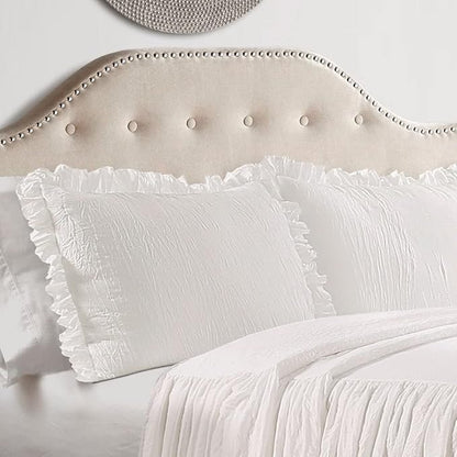 Lush Decor Ruffle Skirt Bedspread Set - 3-Piece Luxurious Farmhouse Bedding - Elegant Ruffle Detail - Timeless Style - Soft Lightweight Sheets - King, Navy