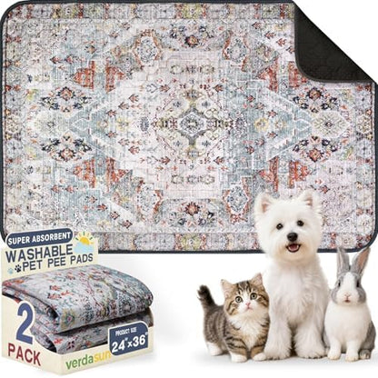 Washable Pee Pads for Dogs 24"x36" 2 Pack Reusable Puppy Potty Pad