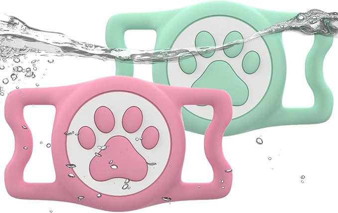 IP68 Waterproof Dog AirTag Holder for Dog Collar, Soft, Stretchy Silicone | Full-Body Protection, Easy Tool-Free Installation, Quiet, No-Dangle Fit, Lightweight, Fits Dog & Cat Collars of All Widths