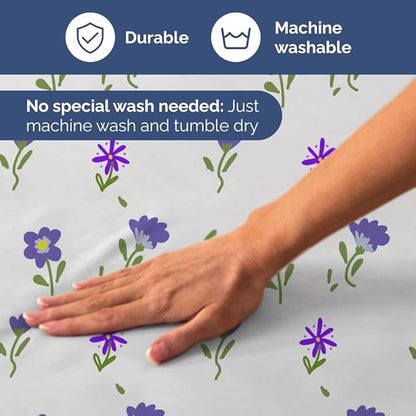 Floral Sheets - Purple Floral Bed Sheet Set - 1 Flat, 2 Fitted & 2 Pillowcases w/ Deep Pockets - Wrinkle & Fade Free - Boho Botanical Bedding - Ultra-Soft, Breathable & Cooling - Split King Size Set