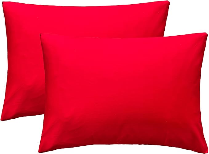 iMaylex Soft 100% Egyptian Cotton Zipper Closure Pillowcases,Valentines Day Gifts,Cozy and Lightweight Pillow Case, Set of 2, Red, Queen, 20" x 30