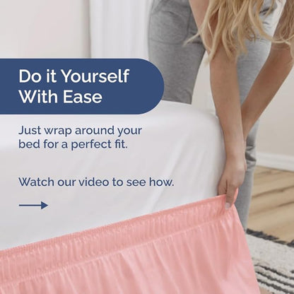 Wrap Around Dust Ruffle Bed Skirt - Baby Pink - Twin/Twin XL Size Beds w/ 12 Inch Drop - Easy Fit Elastic - Adjustable Pleated Bedskirt w/Brushed Fabric - Wrinkle Free - Women, Men, Kids & Teens