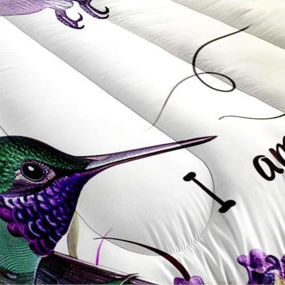 Hummingbird Comforter Set Queen Size Purple Floral Bird Bedding Set Tropical Birds Comforter Modern Aesthetic Bedding Teen Girls Boys Soft Down Alternative Comforter Sets for All Season