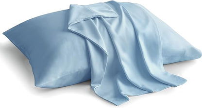 BEDELITE King Size Pillow Cases Set of 2, Rayon Derived from Bamboo, Cooling Pillow Cases for Hot Sleepers & Night Sweats, Breathable and Silky Soft Envelope Pillowcases(Blue, 20"x40")