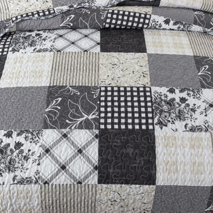 HoneiLife Quilt Sets King Size - Lightweight Quilts 3-Piece, Microfiber Bedspreads for King Bed Use, Checkered Coverlets Vintage Bed Cover King Quilt Bedding Set All Season Use