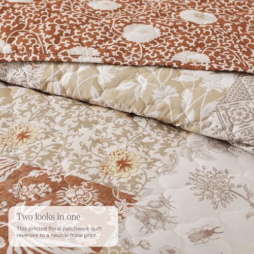 Twin/Twin XL Quilt Set-2 Pieces Soft Bedding Floral Patchwork Coverlet