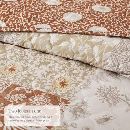 Twin/Twin XL Quilt Set-2 Pieces Soft Bedding Floral Patchwork Coverlet