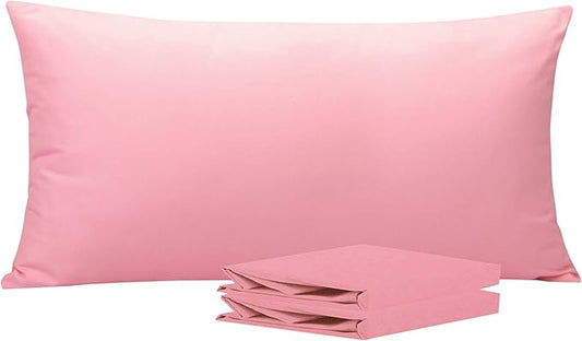 NTBAY King Pillowcase Set - 2 Pack Brushed Microfiber 20x40 Pillowcases - Soft, Wrinkle-Free, Fade-Resistant, Stain-Resistant, Pink Pillowcases with Envelope Closure - 20x40 Inches, Pink