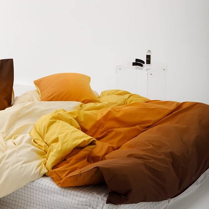 Cottonight Orange Gradient Comforter Set Twin Mustard Orange and Yellow Bedding Comforter Set Modern Gradient Aesthetic Blanket Quilts Cotton Breathable Sunset Color 3 Piece Bedding Comforter Set