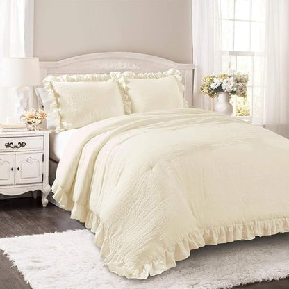 Lush Decor Reyna Ruffle Comforter Set - 3 Piece Cozy Ruffled Bedding Set - Timeless Elegance and Comfort for Bedroom - King, Blush