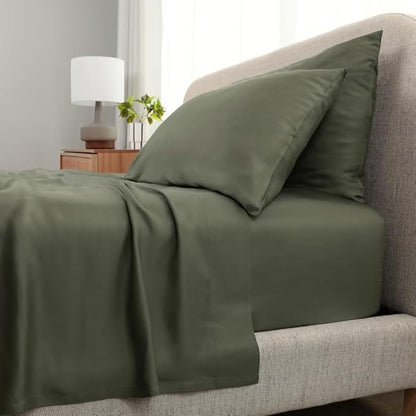 Cariloha Aloha Soft 4-Piece Sheet Set | Coastal Pine | Split King | Made from 100% Viscose derived from Bamboo | Introductory Sheet Line