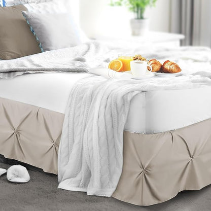 Nestl Linen Bed Skirt Queen Size, Pinch Pleat Queen Bed Skirt, 14" Inch Drop Queen Bedskirt, Hotel Quality Linen Bed Skirts, Premium Microfiber Bedskirt for Queen Bed, Linen Queen Bed Skirt