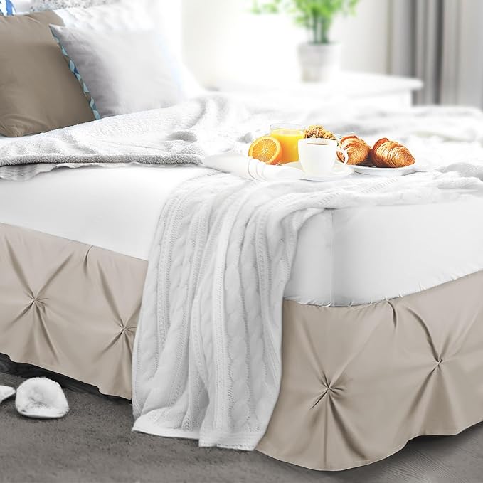 Nestl Linen Bed Skirt Twin Size, Pinch Pleat Twin Bed Skirt, 14" Inch Drop Twin Bedskirt, Hotel Quality Linen Bed Skirts, Premium Microfiber Bedskirt for Twin Bed, Linen Twin Bed Skirt