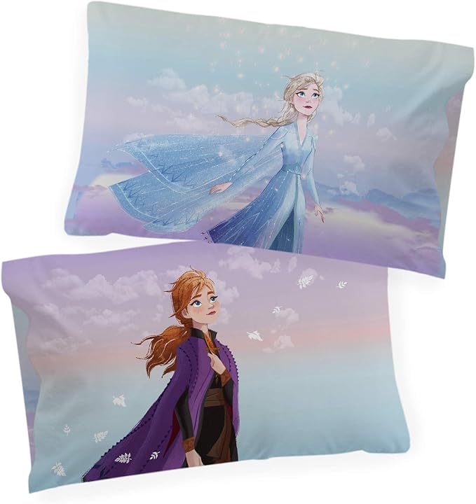 Jay Franco Disney Frozen Sisters 1 Single Reversible Pillowcase Features Elsa & Anna - Double-Sided Kids Super Soft Bedding
