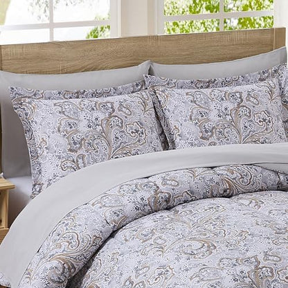 Paisley Comforter Set Twin Size with Sheets Bed in a Bag – Deep Pocket Fitted Sheet with Elastic Corners, Cozy Comforter, Pillowcases & Shams – Soft Microfiber All Season Bedding – Machine Washable