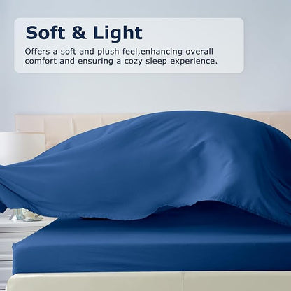 Full Size Bed Sheet Set - 4 Piece Soft Microfiber Sheets with Deep Pockets, Cooling Technology, and Wrinkle-Free Pillowcase. Hotel-Quality, Durable Bedding, Prussian Blue