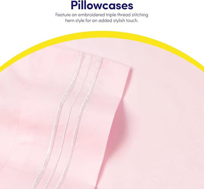 1500 Supreme Collection Extra Soft RV Short Queen Sheets Set, Pale Pink - Luxury Bed Sheets Set with Deep Pocket Wrinkle Free Hypoallergenic Bedding, Over 40 Colors, RV Short Queen Size, Pale Pink