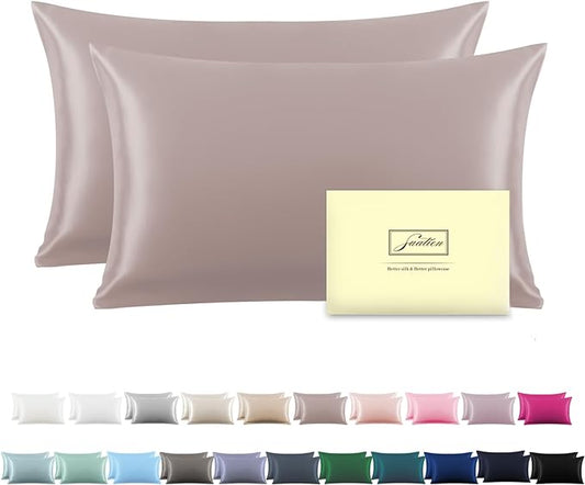 Silk Pillow Cases 2 Pack,Soft Breathable and Sliky Queen Size Pillow Cases Set of 2,Natural Mulberry Silk Pillowcase Set of 2 for Hair and Skin with Hidden Zipper (Lotus Root Pink,20"X 30",2pcs)