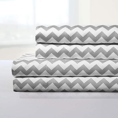 1500 Supreme Collection Bed Sheets - Luxury Bed Sheet Set with Deep Pocket Wrinkle Free Hypoallergenic Bedding - 4 Piece Sheets - Chevron Print- King, Gray