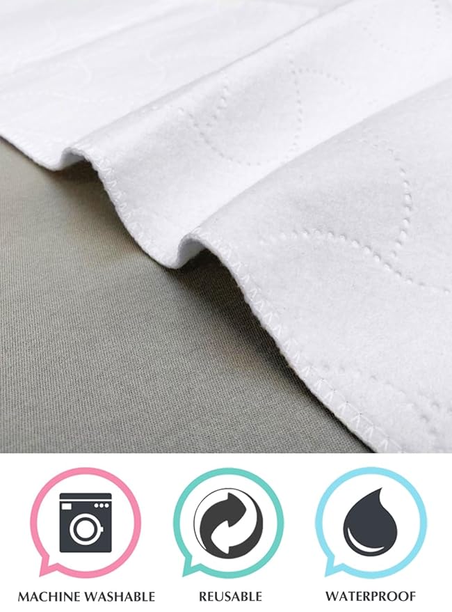 American Baby Company 2 Pack Waterproof Flat Reusable Multi-use Pad Protector, Quilt-Like Multi-use Protective Mattress Pad Cover for Babies, Adults and Pets, White, 18" x 27"