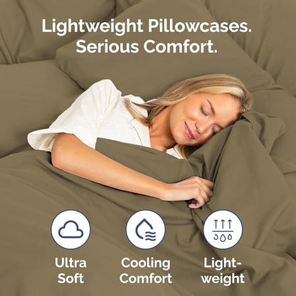 Body Pillowcases Set of 4-20x54 Long Body Pillow Case - Soft Body Pillow Cover for Sleeping & Side Sleepers - Comfy, Cozy Breathable & Fade Free - Machine Washable w/Envelope Enclosure - (Khaki)