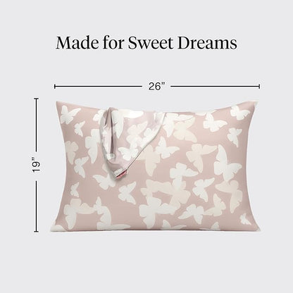 Kitsch Satin Pillowcase with Zipper for Hair & Skin - Softer Than Silk Pillow Cases, Cooling Satin Pillow Case, Wrinkle-Free, Machine Washable, Pillow Cases Standard Size 19x26 - Champagne Butterfly