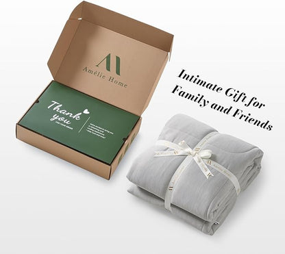 Amélie Home Cooling Comforter Queen Size, Dual-Sided Lightweight Cooling Blanket for Hot Sleepers, Q-Max 0.43 Breathable Cooling Quilt for Night Sweats, 90" x 90", Heather Cool Grey