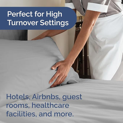 Bulk Case Pack of 12 Sheet Sets - (12) Complete Cal King Size Sheet Sets w/ Deep Pockets - Wholesale Bulk Bedding for Hotels, Spas & Airbnbs - Breathable, Soft & Wrinkle Free - (Cal King, Steel Blue)