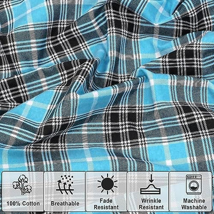 RUVANTI Flannel Sheets Queen Size, Teal Plaid