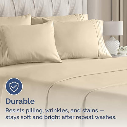 Queen Pillow Cases Set of 8 - Ultra Soft Hotel Quality Pillowcase Covers - Comfy & Wrinkle Free - Shrink, Stain and Fade Resistant - Easy-Care, Machine Washable Pillow Protectors - 8 Pcs Set - Cream