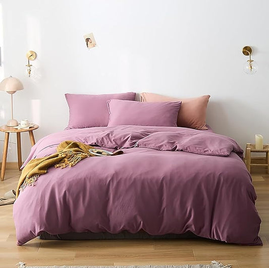 Cottonight Purple Comforter Set Twin Dusty Purple Bedding Comforter Set Girls Teens Solid Modern Pale Mauve Purple Blanket Quilts Breathable 3 Piece Purple Comforter Set for Twin Bed