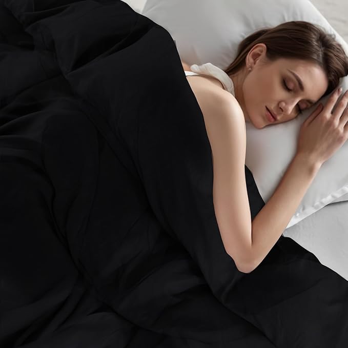 NEXHOME PRO King Duvet Cover Set – 100% Certified Organic Cotton with Washed Feel & Linen-Like Texture, Comfortable & Breathable, Home Bedding Set Black (No Comforter)