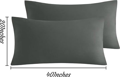 NTBAY King Pillow Cases Set of 2, 2 Pack Brushed Microfiber 20x40 Pillow Cases, Soft, Wrinkle, Fade, Stain Resistant Dark Grey Pillow Cases with Envelope Closure, 20x40 Inches, Dark Grey