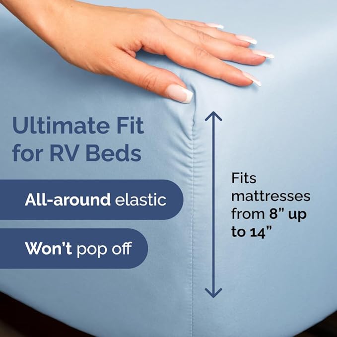Short Queen Size 4 Piece Sheet Set - RV Short Queen, Soft, Breathable & Cooling Bed Sheets Set w/ Deep Pockets - Hotel Luxury Bedding for Women, Men, Kids, Teens, Boys & Girls - Oeko-Tex - Light Blue
