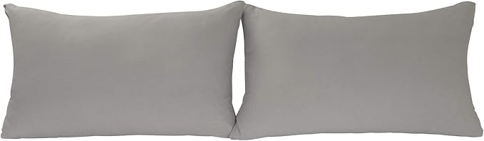 Stretch Pillowcases - Micro Jersey Knit & Ultra Soft, Standard Size - Set of 2 Pillow Cases, Light Gray