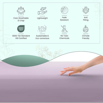 Feather & Stitch Softest 100% Cotton Sheets, 300 Thread Count Percale Weave Bedding, 16" Deep Pocket, Cooling Sheets, Breathable Bed Set, Hotel Premium Quality (King, Lavender)
