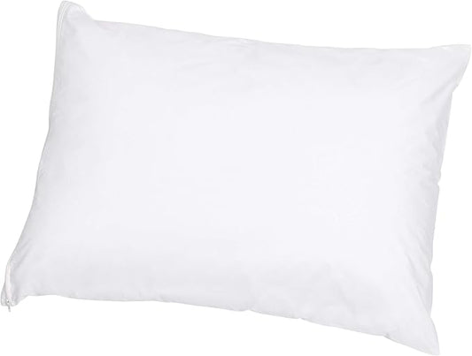 Amazon Basics Standard Breathable 100% Cotton Hypoallergenic Pillow Protector with Zipper, Machine Washable, White, 27 x 21 Inches, Pillows Not Included