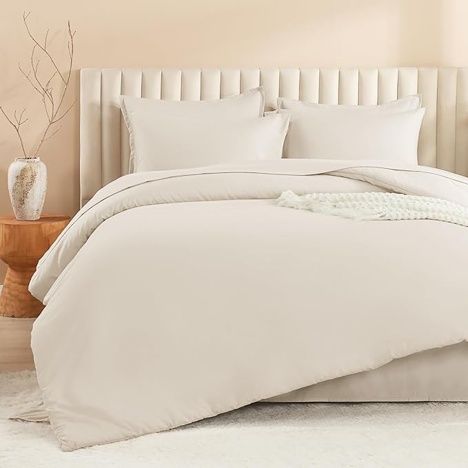 Litanika Oversized King Comforter Sets Beige - 7 Pieces Bed in a Bag Oversized King Bedding Comforter Sets, Solid Lightweight Bed Set with Comforter, Sheets, Pillowcases & Shams