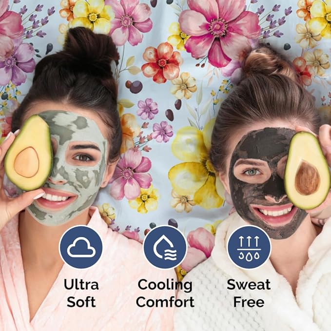 Floral Sheets - Watercolor Floral Bed Sheet Set - 1 Flat, 1 Fitted & 2 Pillowcases w/ Deep Pockets - Wrinkle & Fade Free - Boho Botanical Bedding - Ultra-Soft, Breathable and Cooling - Queen Size