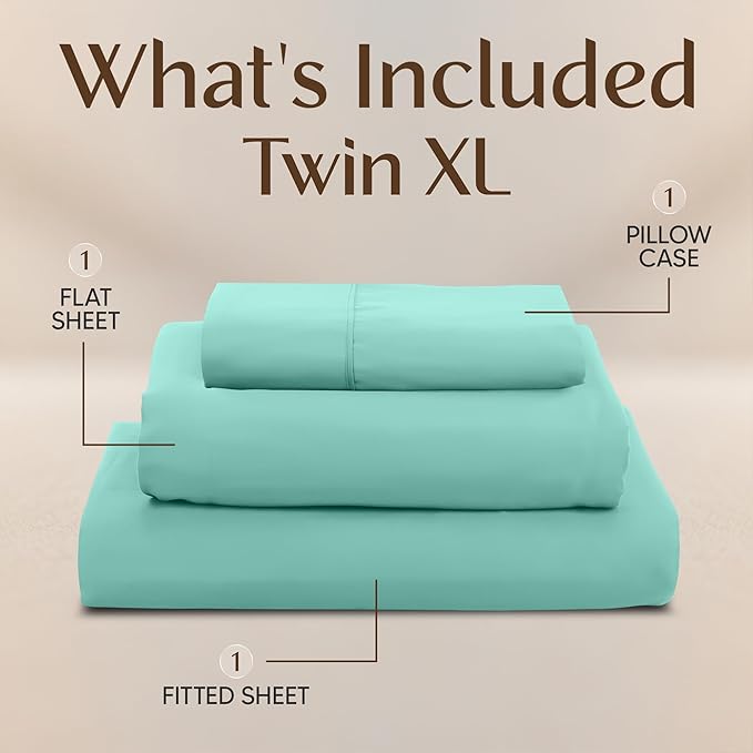 Utopia Bedding Twin XL Sheet Set – 3 Piece Bed Sheets for Twin XL Size Bed, Soft and Breathable Microfiber, Includes 1 Fitted Sheet, 1 Flat Sheet and 1 Pillowcase (Spa Blue)