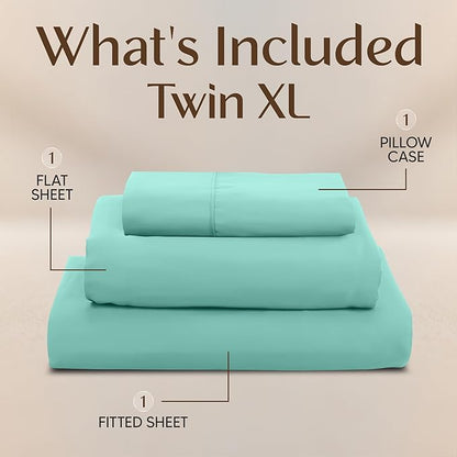 Utopia Bedding Twin XL Sheet Set – 3 Piece Bed Sheets for Twin XL Size Bed, Soft and Breathable Microfiber, Includes 1 Fitted Sheet, 1 Flat Sheet and 1 Pillowcase (Spa Blue)