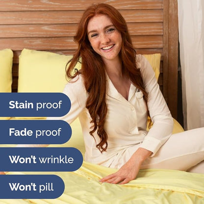 Full XL Bed Sheet - 4 Piece Full XL Bed Sheets Set - Soft, Breathable & Cooling - Hotel Luxury Bedding for Women, Men, Kids, Teens, Boys & Girls - Deep Pockets, Comfy, Fade and Wrinkle Free - Yellow