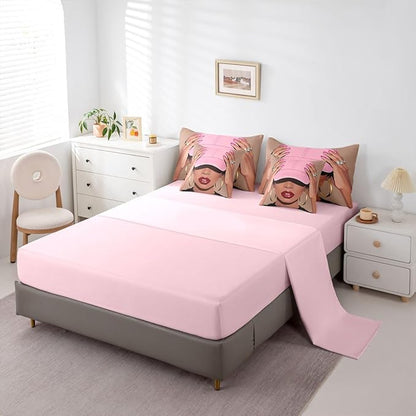 Erosebridal Black Girls Twin 7 Piece Bedding Set Fashion Black Woman Comforter Sets For Girls Kids Vogue Fashionable Gorgeous Sheet Set African Princess Magical Bed In A Bag With Flat And Fitted Sheet