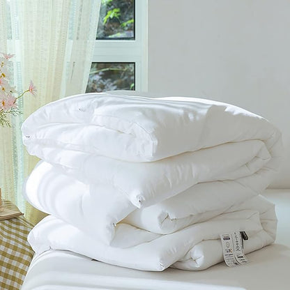 KAREVER White Comforter Set Twin Bedding Set Girls Soft Bed Comforter Set Breathable Blanket Boys True White Lightweight Quilts Set Twin Size