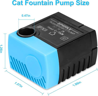 SP-400LV Cat Water Fountain Pump, SP-400LV USB Plug Replacement Pump Compatible with Butterfly, Seaside, 360 Plastic Pet Water Fountain (No USB Adapter)
