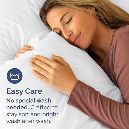 Body Pillowcases Set of 2-20x54 Long Body Pillow Case - Soft Body Pillow Cover for Sleeping & Side Sleepers - Comfy, Breathable, Wrinkle & Fade Free - Machine Washable w/Envelope Enclosure (White)