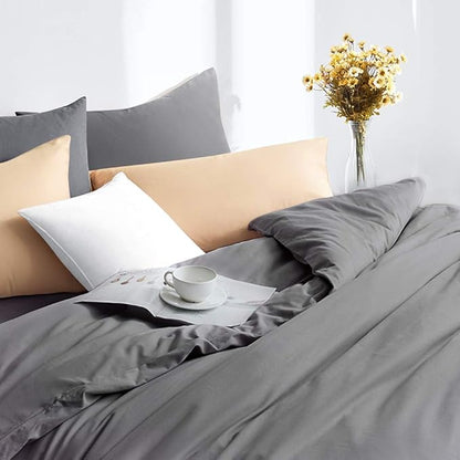 FLXXIE King Pillow Cases Set of 2, Soft Microfiber Pillow Covers with Envelope Closure, Wrinkle, Fade and Stain Resistant Pillowcases, 20x36, Dark Grey
